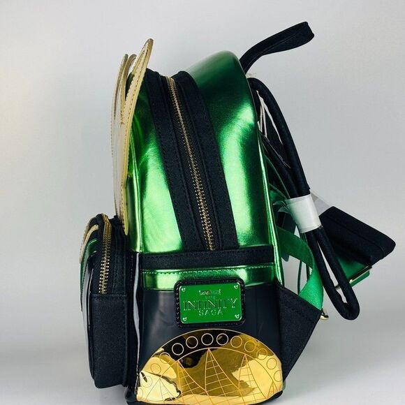 Loungefly Marvel Loki Mini Backpack Metallic Cosplay Villain Infinity Saga Bag - Picture 4 of 7